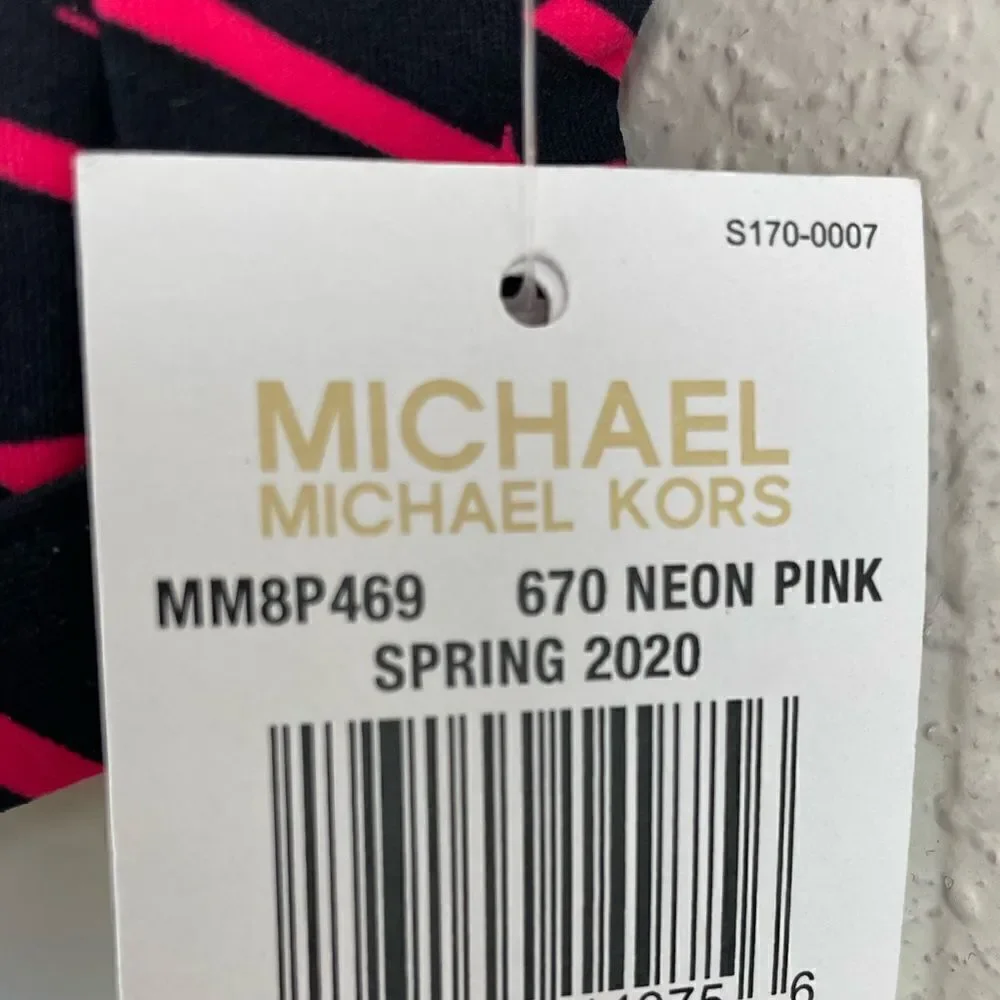NWT MICHAEL Michael Kors Neon Pink Spring 2020 Bikini Top Size L